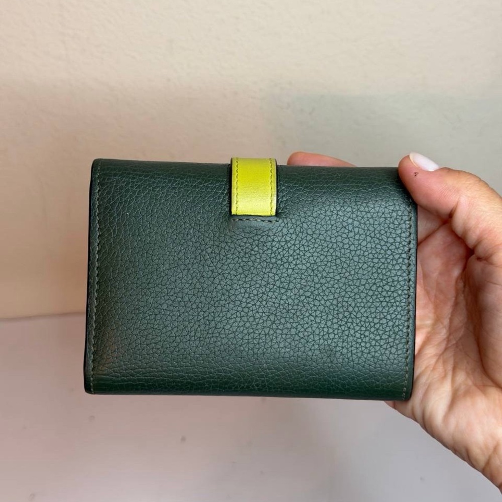Loewe Small Vertical Wallet Green/Lime Yellow Grained Calf Leather - Picture 4 of 14